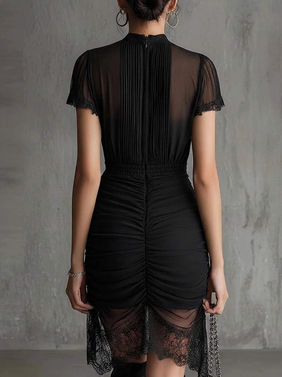 Ingvn  Summer Women Sexy Mesh See Through Mini  Dress Outfit Puff Short Sleeve Dresses Party Club O Neck Elegant Lady Clothes