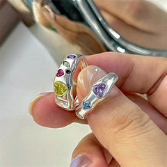 Ingvn  Korean Opal Irregular Rings Pink Zircon Natural Stone Girl Wedding Engagement Rings Opal Crystal Y2K Rings Aesthetic Jewelry