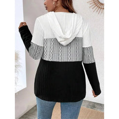 Ingvn  Plus Size 1XL-5XL Women Fashion  Hooded Zipper Full Sleeve Tops Ladies  Elegant Tees T-Shirts Drawstring Casual  Streetwear