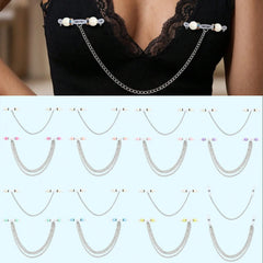 Ingvn  2 Pairs Clip-On Body Piercing Fake Nipple Rings, Non-Piercing Body Chains For Women
