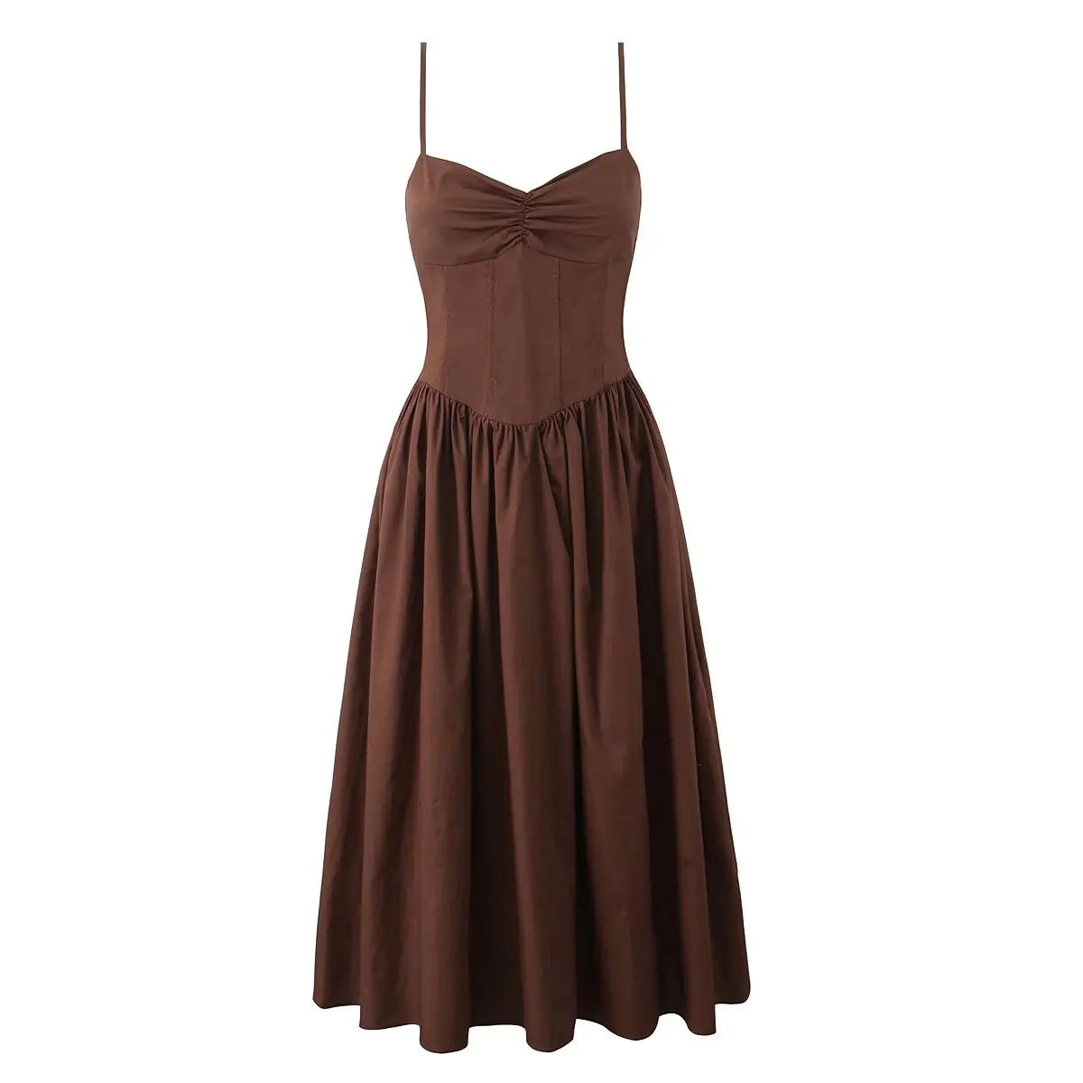 New Women Sexy Elegant Coffee White Sling Long Dress Low Waist Fit And Flare Summer Party Maxi Dresses Cotton Robe