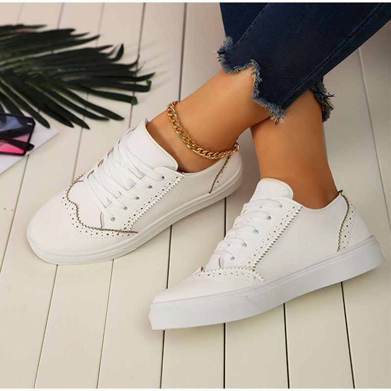 INGVN   Women's Sneakers Lace Up Ladies Flat Shoes for Women 2026 Autumn Vulcanized Shoes Comfort Fashion Woman Flats Shallow New
