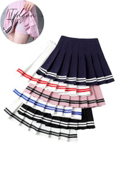 Ingvn - Y2k Summer Korean Fashion Short Women Skirt Casual Slim Elastic High-Waisted Striped Harajuku Pleated Plaid A-Line Mini Skirts
