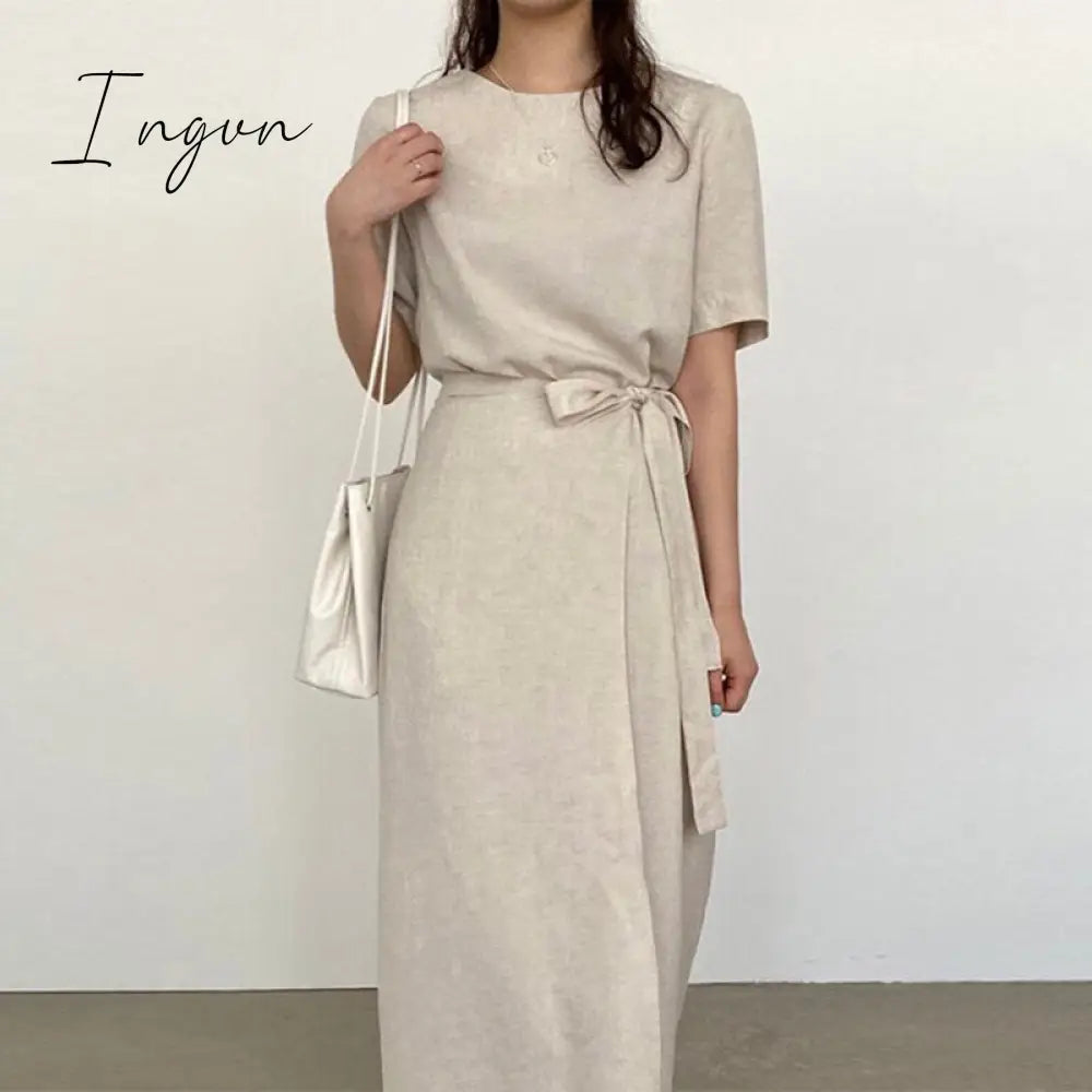 Ingvn - Sexy Sleeveless Summer Dress Sexy Ruffle Maxi Long Dress With Belt Women Bohemian Sundress Party Vestido Autumn Robe