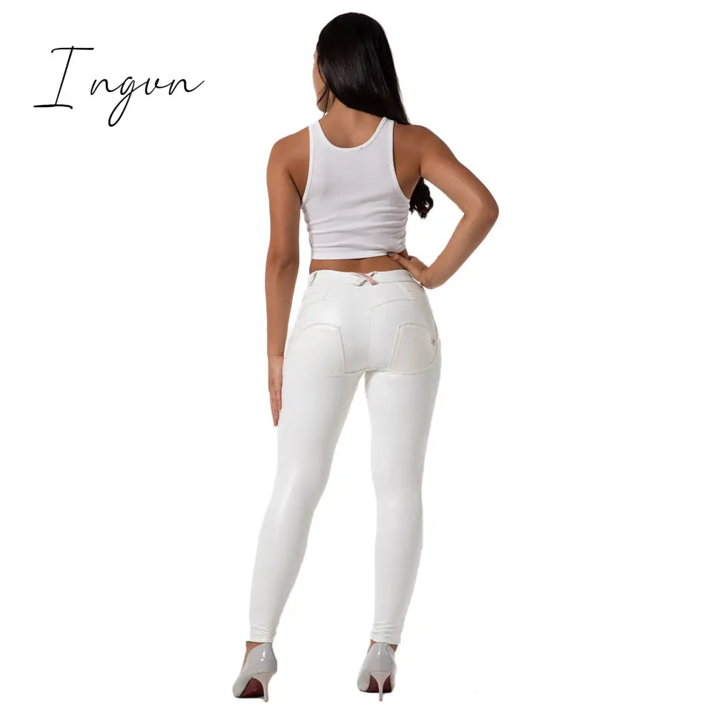 Ingvn - Melody Faux Leather Pants for Women Plus Sizes Skinny Leggings Latex Pencil Pu Pants Women's Clothing Fashion