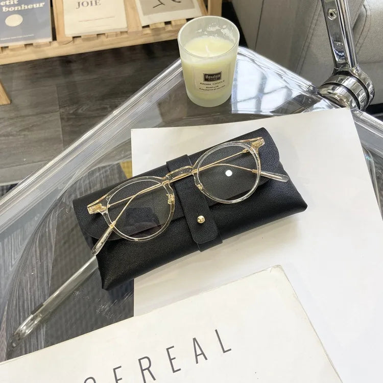 INGVN  Korean Small Clear Round Glasses Frame Women Sweet Girl Ins No Makeup Plain Glasses Men Eyewear Cute Decorative Computer Glasses