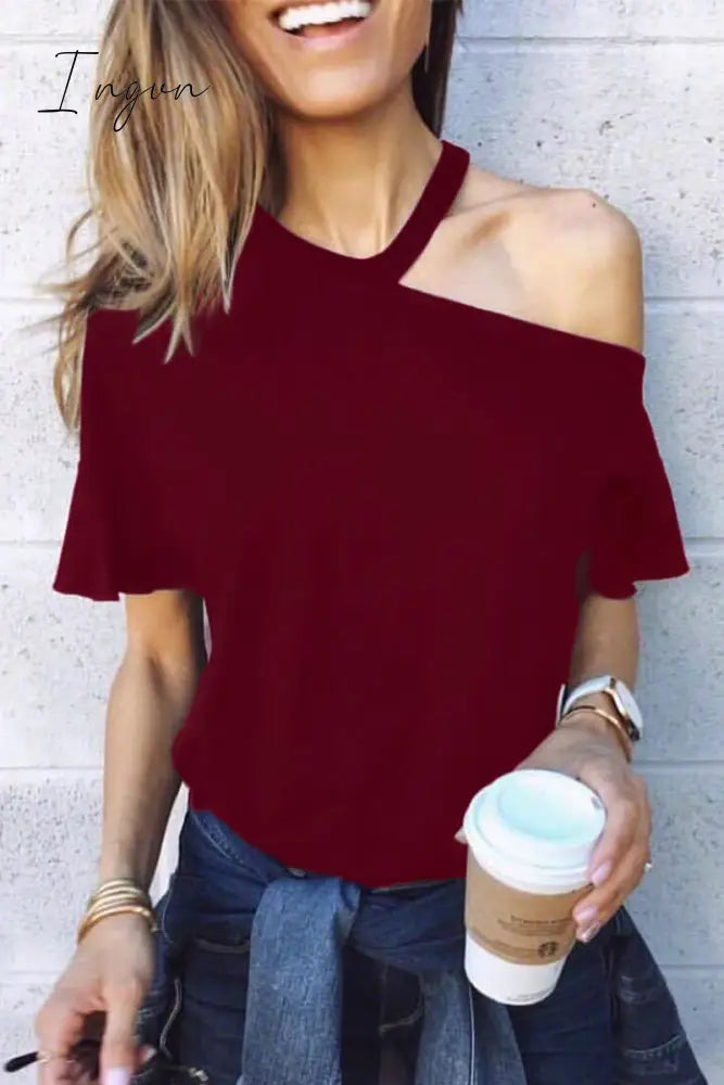 Ingvn - Casual Dew Shoulder T-shirt