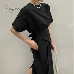 Ingvn - Korean Chic Summer Clothes New Light Luxury Thin Versatile Personalized Medium Length Dress Woman Goddess Dresses