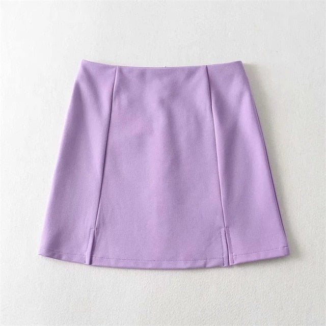 Women Mini Bodycon Skirt With Split Mini Skirt