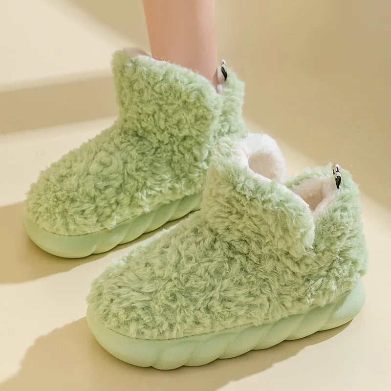 Ingvn  Cotton slippers for women's autumn and winter home use, new indoor plush bags with warm heels for external wear
