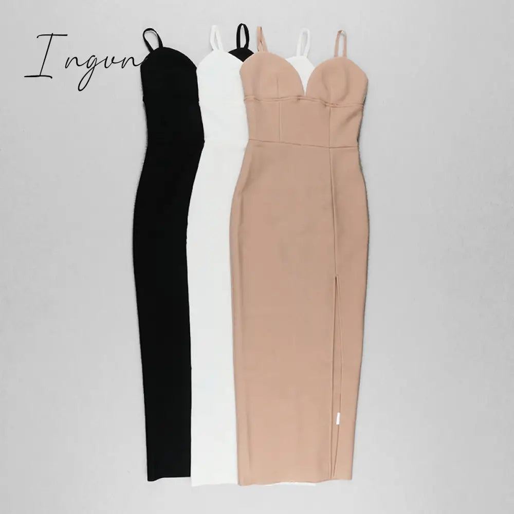 Ingvn - Bandage Women Dress New Summer Sexy Party Club Elegant Bodycon Bandage Dress Spaghetti Strap Ladies Clothes