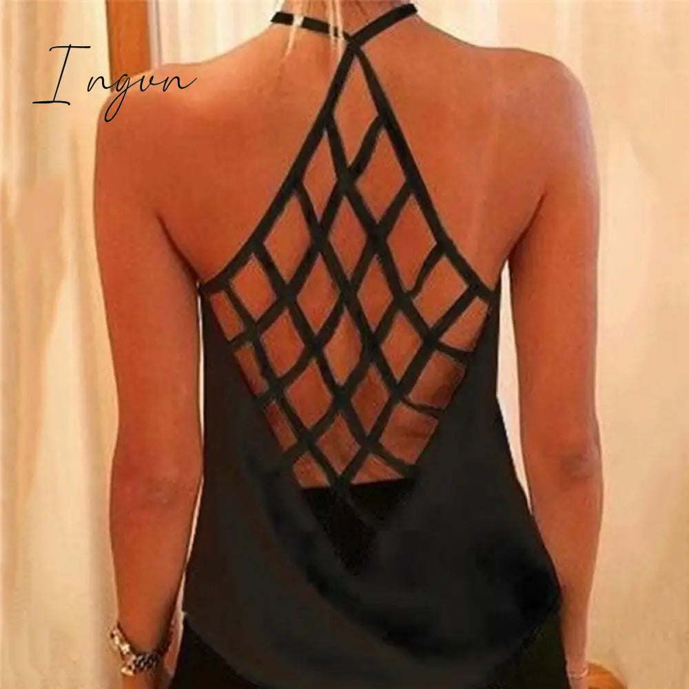 Ingvn - Women's Camisole & Tanks Solid Sleeveless Tops Backless Hollow Out Open Back Cool Loose Top Sexy Vest Camis