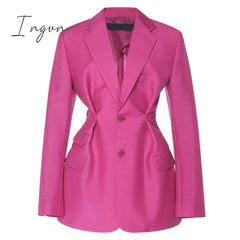 Ingvn - Streetwear Tunic High Waisted Long Sleeve Black Pink Blazer Coat Women Autumn Female Fashion Clothing New