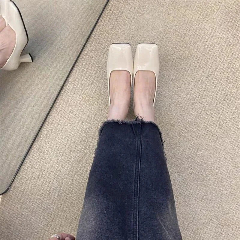 Ingvn  Luxury Designer Square Toe Women Mary Jane Shoes Fashion Shallow Slip On Shoes Autumn Ladies Career Dress Pumps