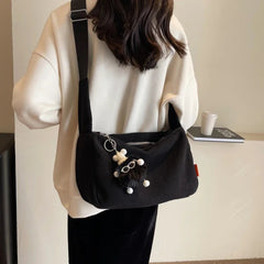 Ingvn  Large Capacity Corduroy Women's Shoulder Bag Solid Color Casual Travel Female Messenger Bags Simple Retro Ladies Handbags
