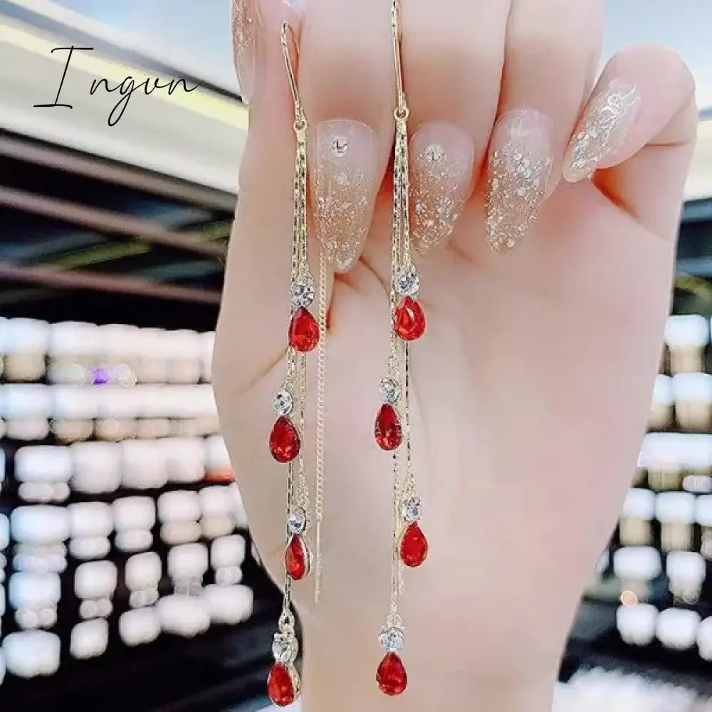 New Purple Crystal Flower Dangle Earrings For Women Girls Shining Zircon Love Heart Waterdrop Earring Wedding Luxury Jewelry