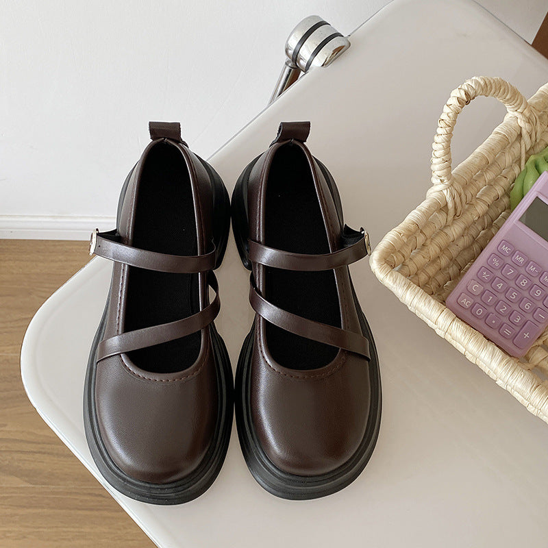 Vintage Mary Jane Shoes Women's Small Leather Shoes 2023 Spring and Summer New All-match College Style Thick Bottom Shallow Mouth Single Shoes Wholesale