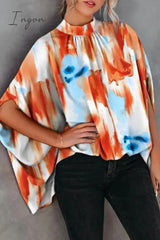 Ingvn - Fashion Print Split Joint Half A Turtleneck Tops(5 colors)