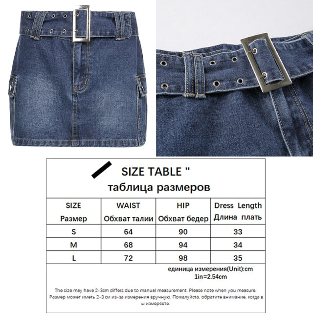 Streetwear Denim Mini Skirts Women Harajuku Vintage Casual Hight Waist Sexy Lady Clubwear Kawaii Clothes Short Skirts