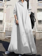 Ingvn - Turkey Muslim Women Long Dress Moroccan Kaftan Solid Maxi Vestidos Elegant Robe Femme Musulman Prayer Garment Islamic Clothing