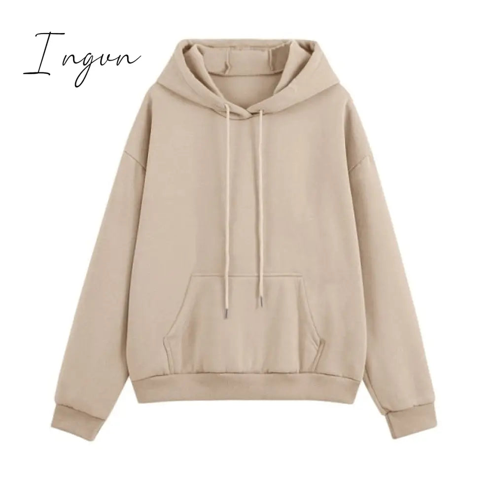 Ingvn - Fleece Tracksuits Women Two Pieces Set Hooded Oversized Sweatshirt Pants Solid Color Hoodie Suits Autumn Winter Casual Outfits
