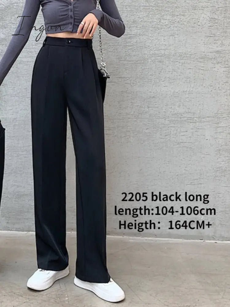 Ingvn - Spring Outfits Trends Casual High Waist Loose Wide Leg Pants for Women Spring Autumn New Female Floor-Length White Suits Pants Ladies Long Trousers