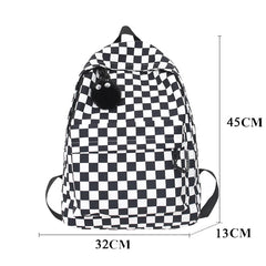 INGVN  Fashion Girls Plaid Backpack Waterproof Leisure Shoulder Bag Women Laptop Mochila Bookbag Travel Rucksack for Female