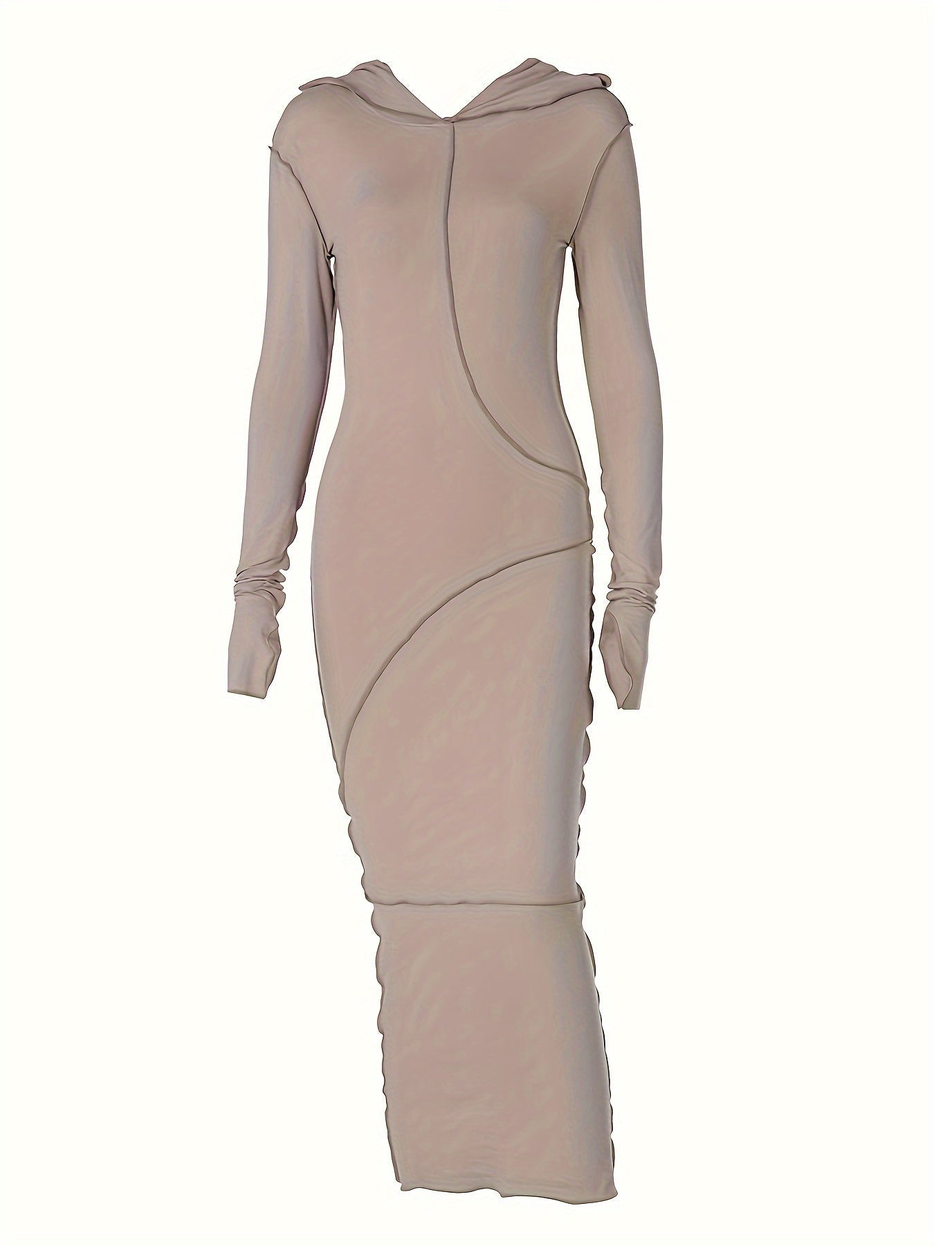 2024 Autumn New Style Reverse Edge Hooded Long Sleeve T-shirt Dress