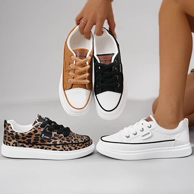 Women's Simple Sneakers, Casual Lace Up Outdoor Shoes, Women's Comfortable Low Top Shoes Plus Size