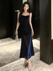 Women Socialite Sparkling Aura Strapless Waist Cinched Mid Length Dress  Summer Pleated Camisoles Banquet Dresses