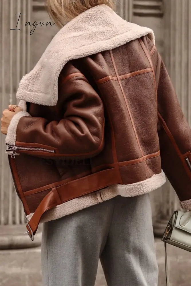 Ingvn - Casual Street Color Block Contrast Turndown Collar Outerwear(3 Colors)