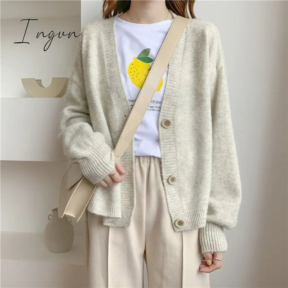 Ingvn - Women Cardigans Sweater Tops Cashmere Casual Sweater Jacket Chic Tops Woman's Sweater Cardigans jersey knit Jumpers