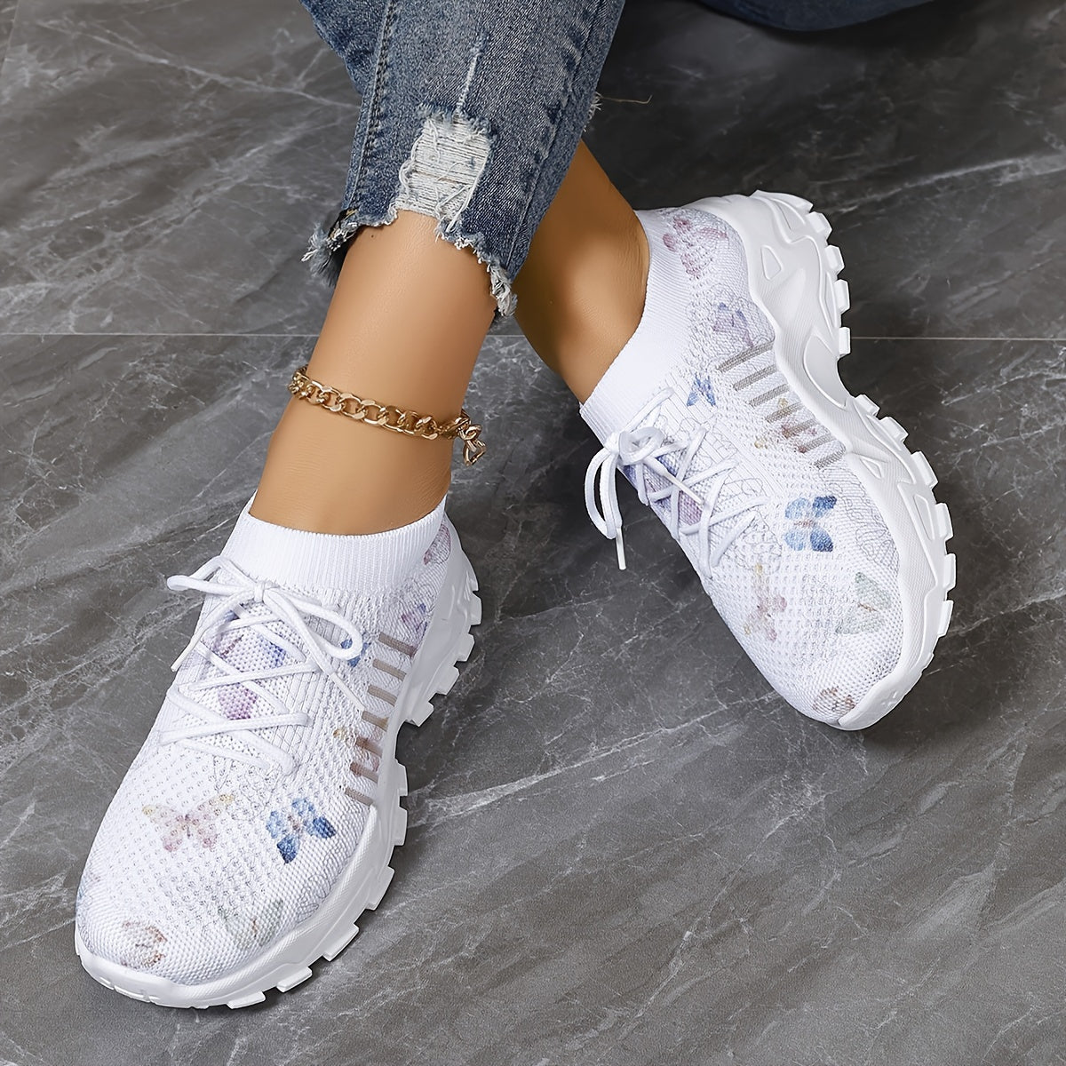 Stylish Butterfly Mesh Running Shoes - Road Running, Breathable Low-Cut Lightweight Comfortable Sneakers with Laces for Women - Perfect for Casual Daily Exercises and Outdoor Activities