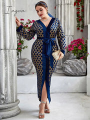 Ingvn - Plus Size Maxi Dresses Large Spring Women Oversized Long Luxury Chic Elegant Evening Party Muslim Festival Clothing
