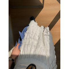 Ballet Style Cake Skirt Women's Spring Korean A- shaped Lace Stitching Mid-length Skirt