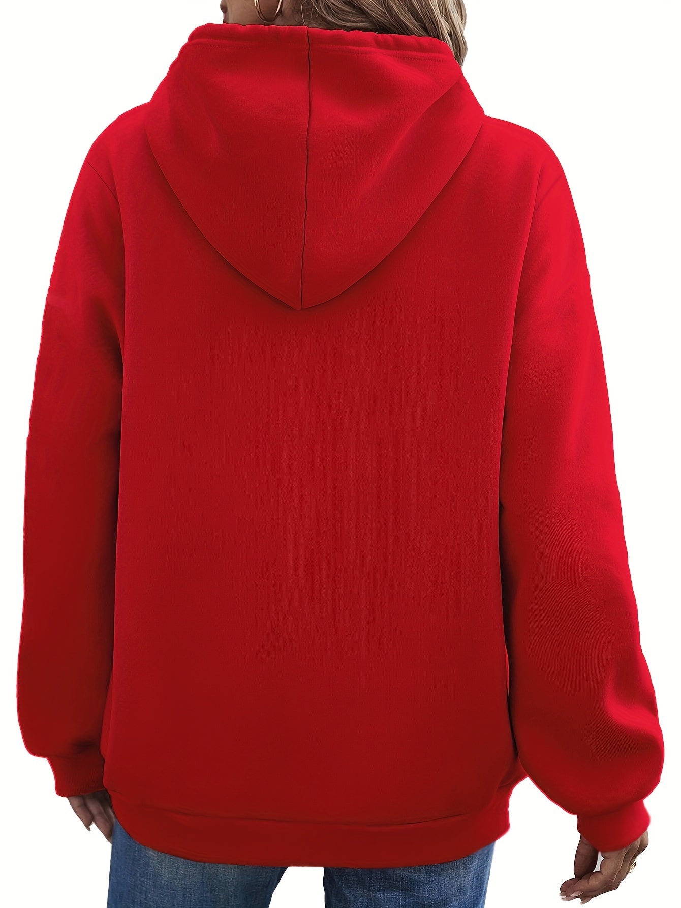 Letter Print Kangaroo Pocket Hoodie, Casual Long Sleeve Drawstring Hoodies Sweatshirt, Women's Clothing