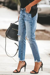 Ingvn -  Ripped Slim Fit Washed Jeans