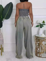 Smocked Tube Top and Jeans Denim Set