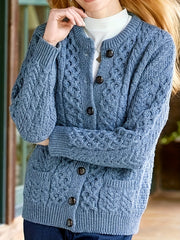 Cozy Chic Cardigan - Soft Knit, Crew Neck, Long Sleeve, Pocket Detail, Casual Women's Sweater for Everyday Wear - Perfect for Work, Date Night, or Relaxation