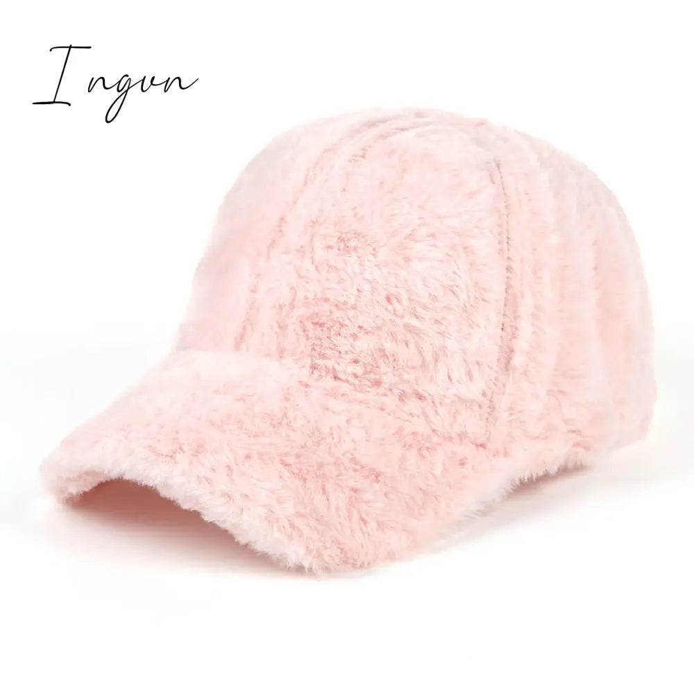 Ingvn - Women Winter Baseball Cap Wool Thicken Warm Casual Cute Elegant Cap Solid Casual Fashion Sports Trucker Korean Snapback Bone Cap