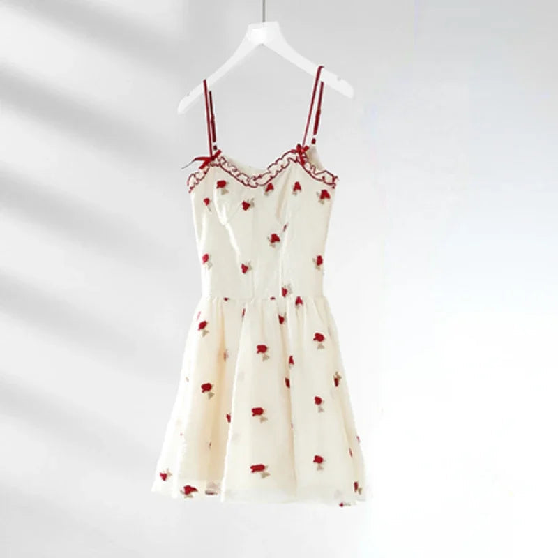 Voguable Summer Woman Korean Fashion Suit Kawaii Floral 2 Piece Dress Set Elegant Short Cardigan Beach Sleeveless Y2k Mini Dress Chic