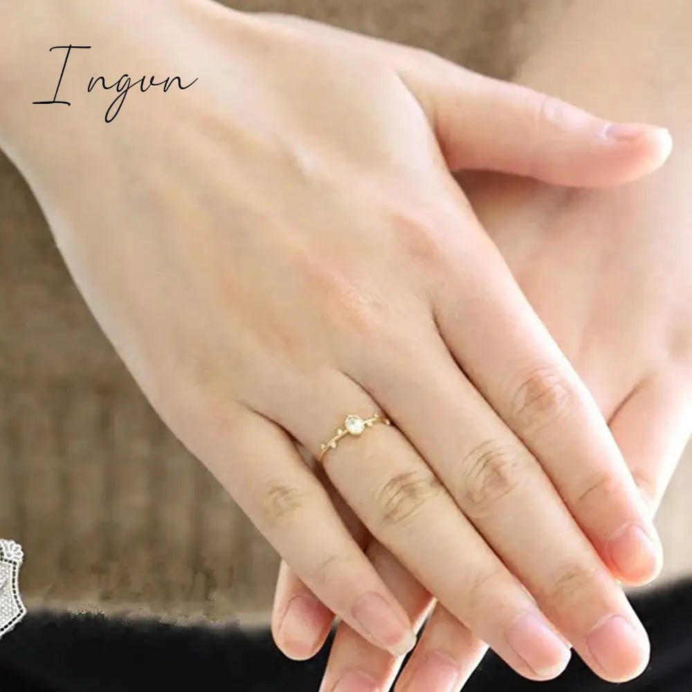 Ingvn - Fashion Finer Ring for Women Gold Color Branch Leaf Design Simple Stylish Female Accessory Party Daily Wear Chic Jewelry