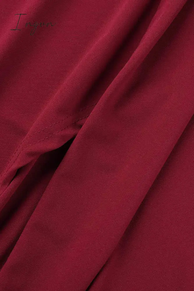 Ingvn - Elegant Solid Slit Fold V Neck Evening Dress Dresses(4 Colors)