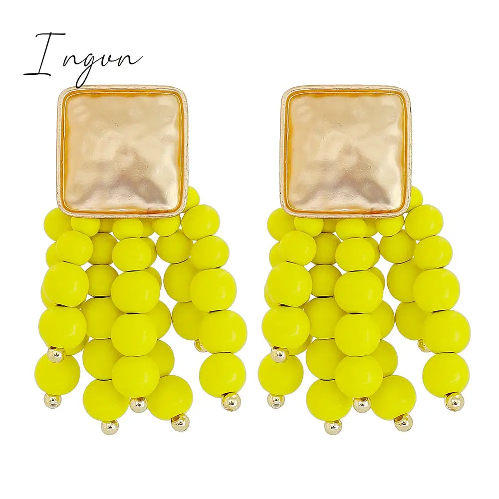 Ingvn - New Long Wooden Bead Chain Drop Dangle Earrings Statement Boho  Earring Fashion Trend Charm Jewelry for Women Summer Gift 2023
