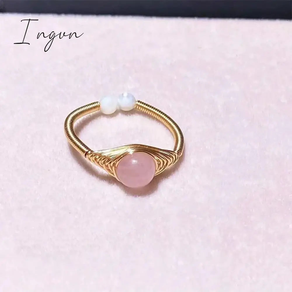 New Fashion Simple Amethyst Natural Stone Opening Ring for Women Exquisite Copper Ring Elegant Niche Design Party Jewelry