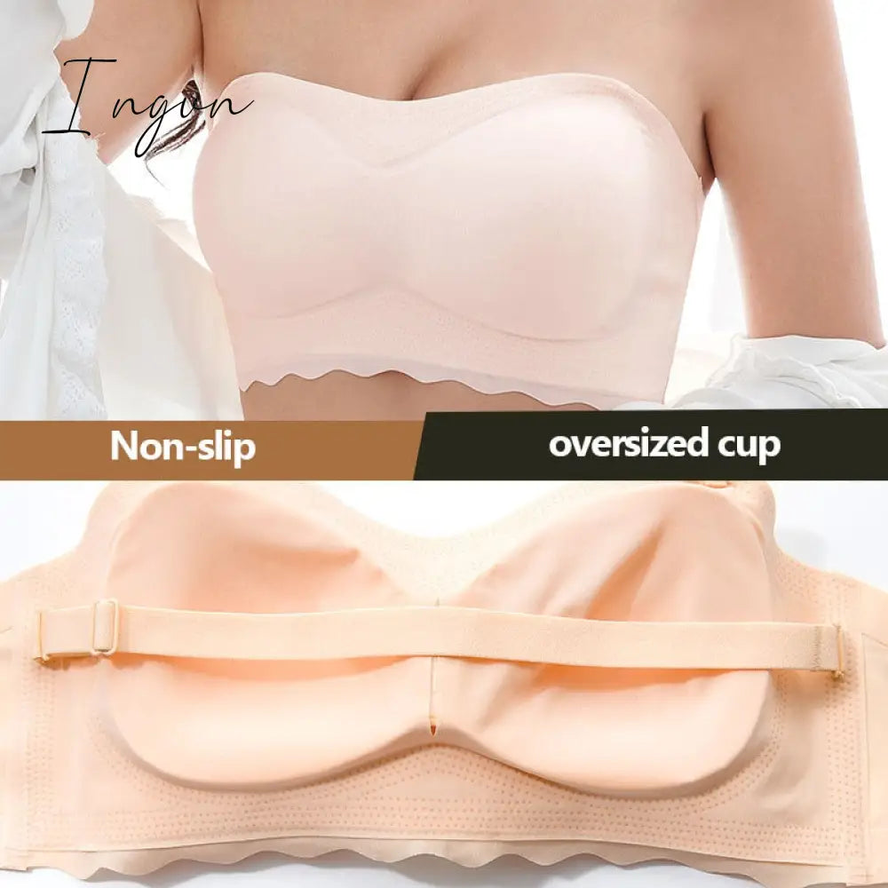 Ingvn - Plus Size 7XL Women Bras Non-Slip Strapless Tube Top Wireless Push Up Invisible Lingerie Bra Solid Seamless Tanks