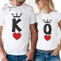Ingvn - Hot Sell Short Sleeve Women New Summer Top White T Shirts Chic Couple Clothes Harajuku Women Men Matching Soulmate Basic T-shirts