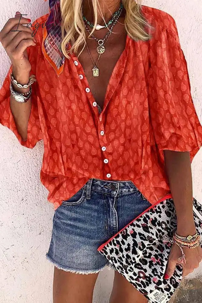 Ingvn -  Solid Color Button Loose Shirt(4 Colors)