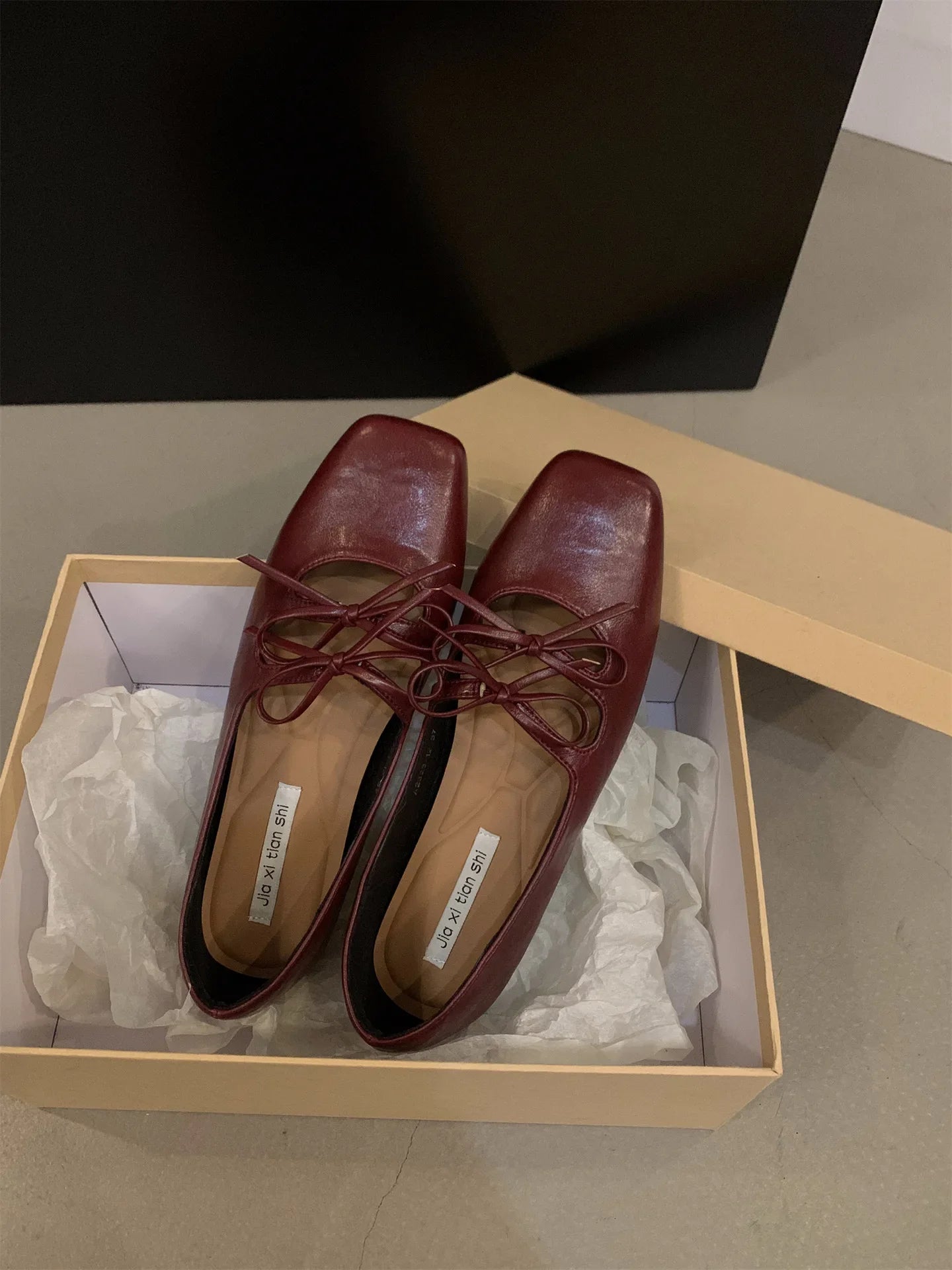 Double Bowknot Women Mary Jane Shoes New Spring Summer Square Toe Dress Flat Shoe Ladies Red Soft Sole Laofers Shoe Zapatos
