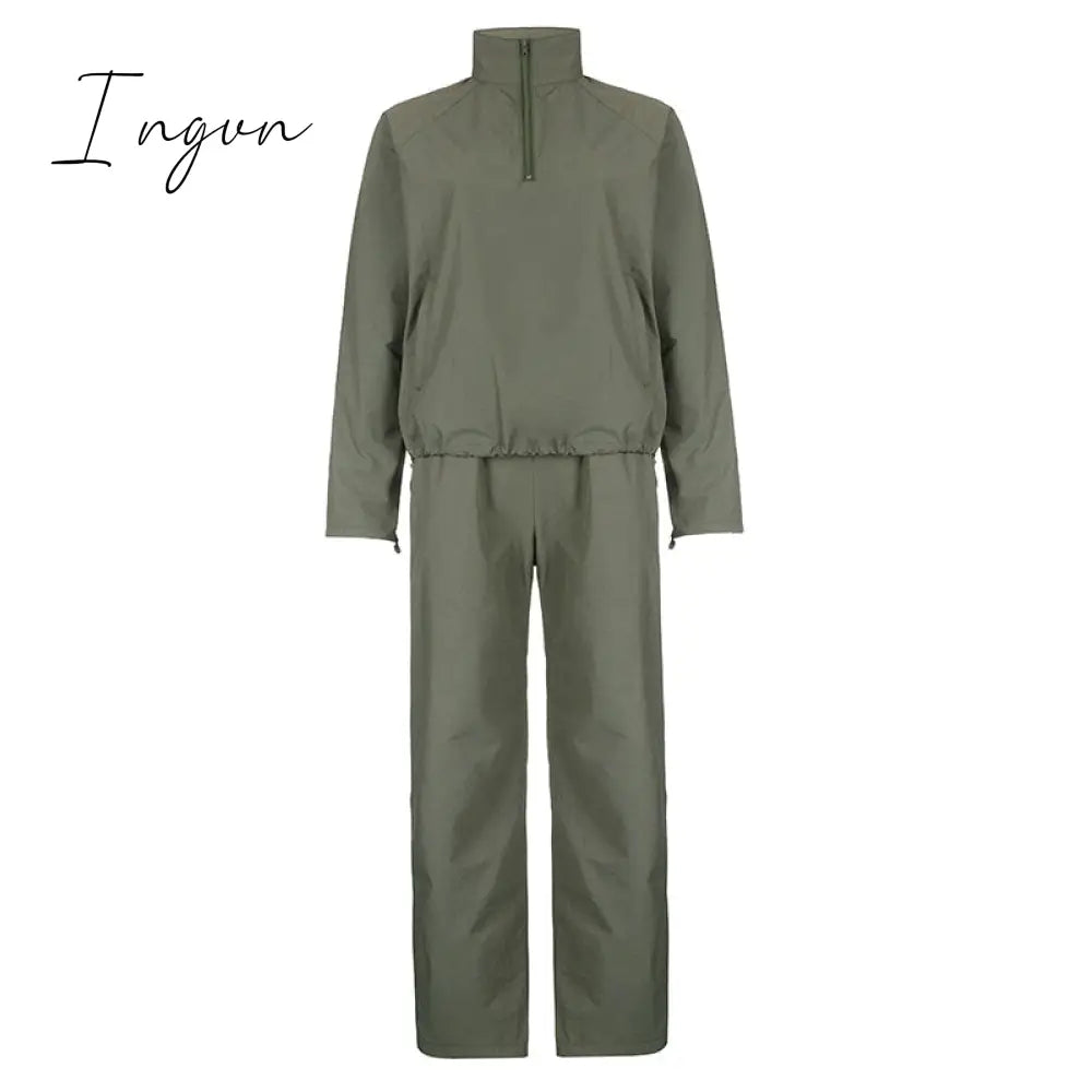 Ingvn - Joggers Baggy Wide Leg Sweatpants Sets Loose Drawstring Low Waist Streetwear Cargo Pants Turtleneck Top 2 Piece Set